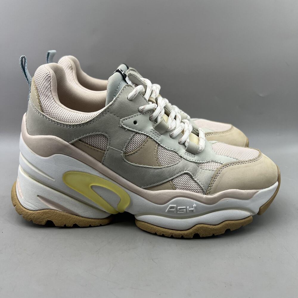 Ash Born Chunky Platform Shoes Women's 7.5 US, 38 EU Beige Suede Comfort Sneaker